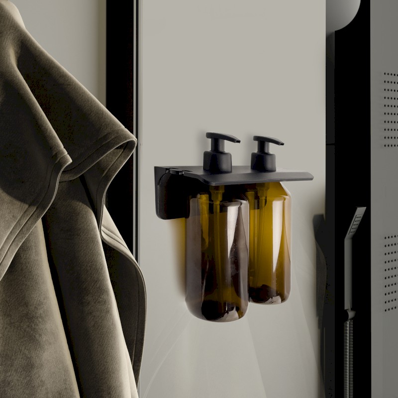 GROUPER dvojitý dávkovač tekutého mýdla na zavěšení, 2x500ml, hnědá 2159