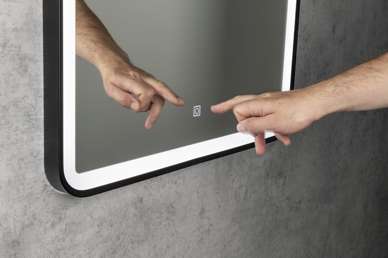 SWIDA zrcadlo s LED osvětlením 60x80cm, dotykový senzor, stmívatelné, černá mat SW060