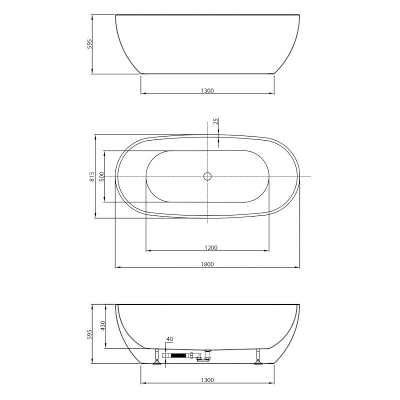 DOURO volně stojící vana, 180x82cm, bílá E1880