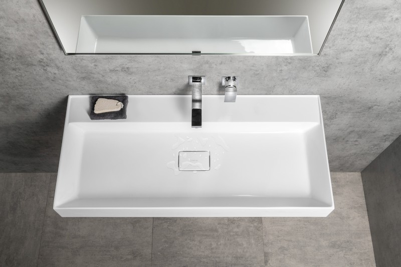 GODIVA umyvadlo, litý mramor, 96x44cm, bez otvoru, bílá GU096-0