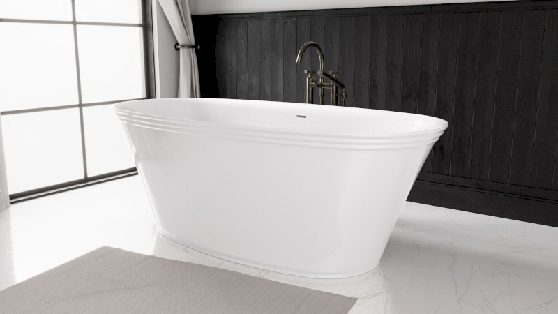 FLORINA volně stojící vana litý mramor, 170x80x61cm, bílá 93858