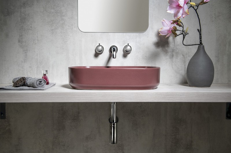 INFINITY OVAL keramické umyvadlo na desku, 55x36cm, maroon red 10NF65055-2R