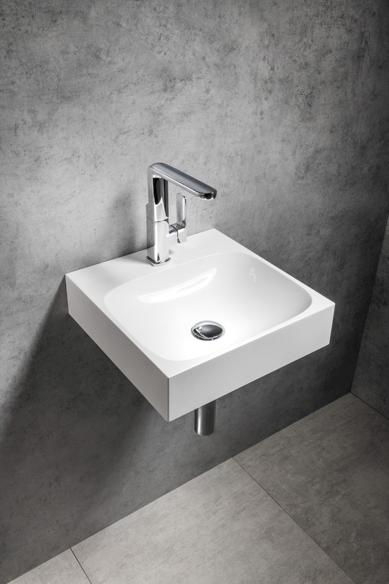 EMONA umyvadlo, litý mramor, 40x40cm, bílá EN040