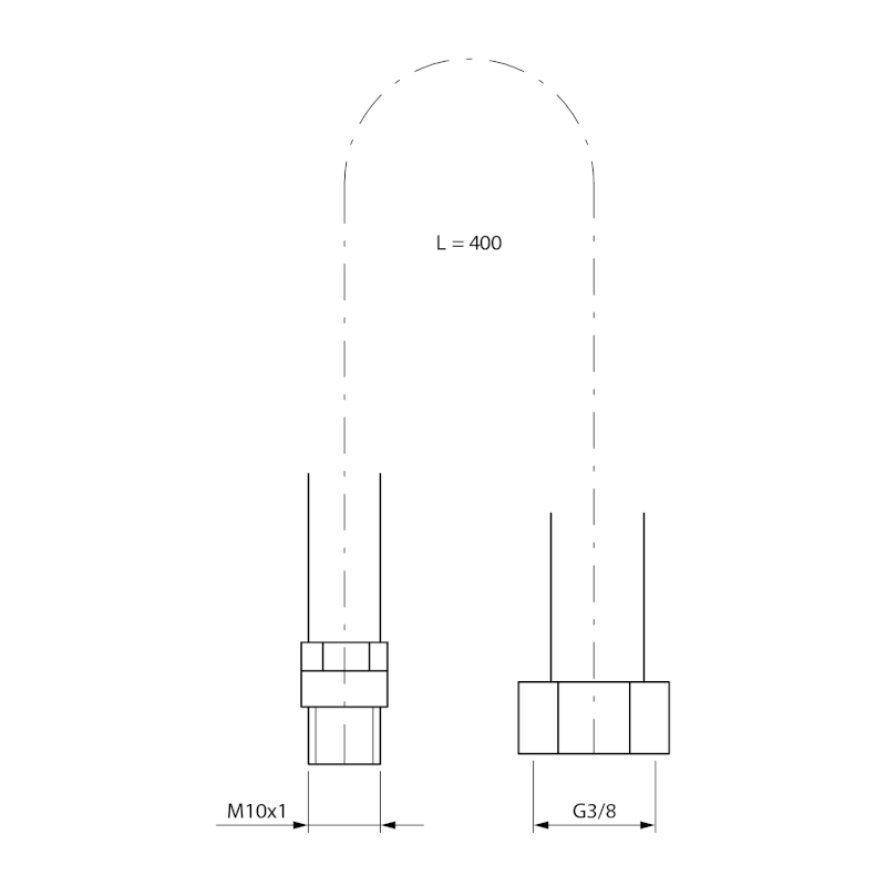 Připojovací nerezová trubička, vlnovec, M10x3/8