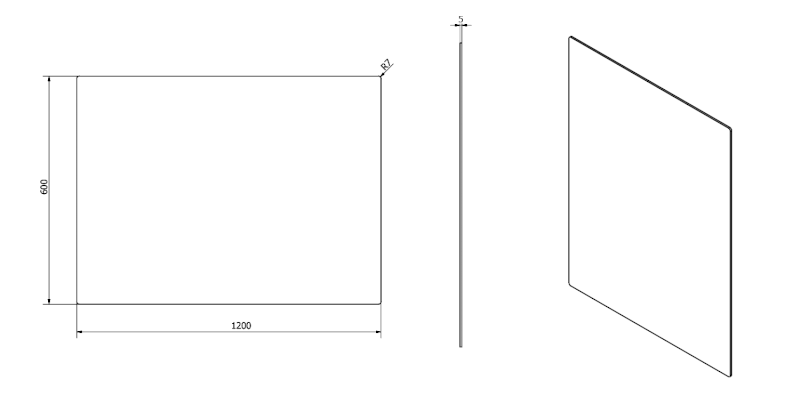 PLAIN zrcadlo s broušenou hranou 120x60cm, zakulacené rohy, CU free 1501-29