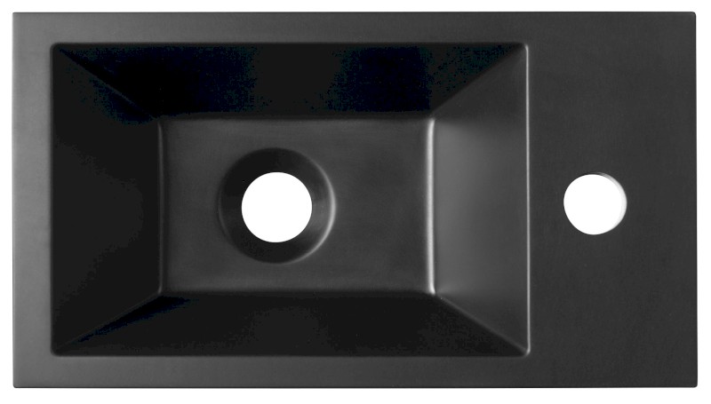 AMAROK umývátko, litý mramor, 40x22cm, baterie vpravo, černá mat AR500B