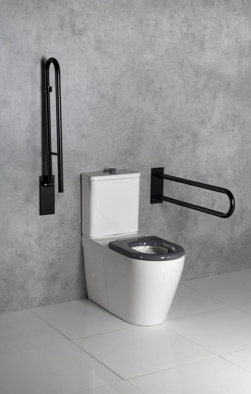 HANDICAP opěrné pevné madlo tvar U 813mm, černá mat XH540B