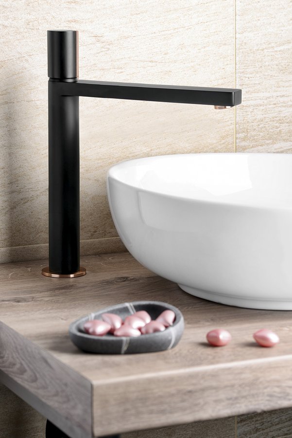 KAISA stojánková umyvadlová baterie vysoká, 235mm, černá/měď mat ZT091