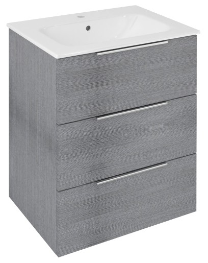 CIRASA umyvadlová skříňka 59,2x75x46cm, 3x zásuvka, dub stříbrný CR631-1111