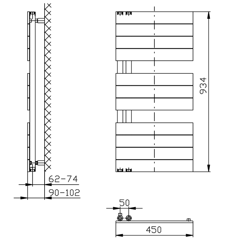 MILI otopné těleso 450x934 mm, bílá DC600T