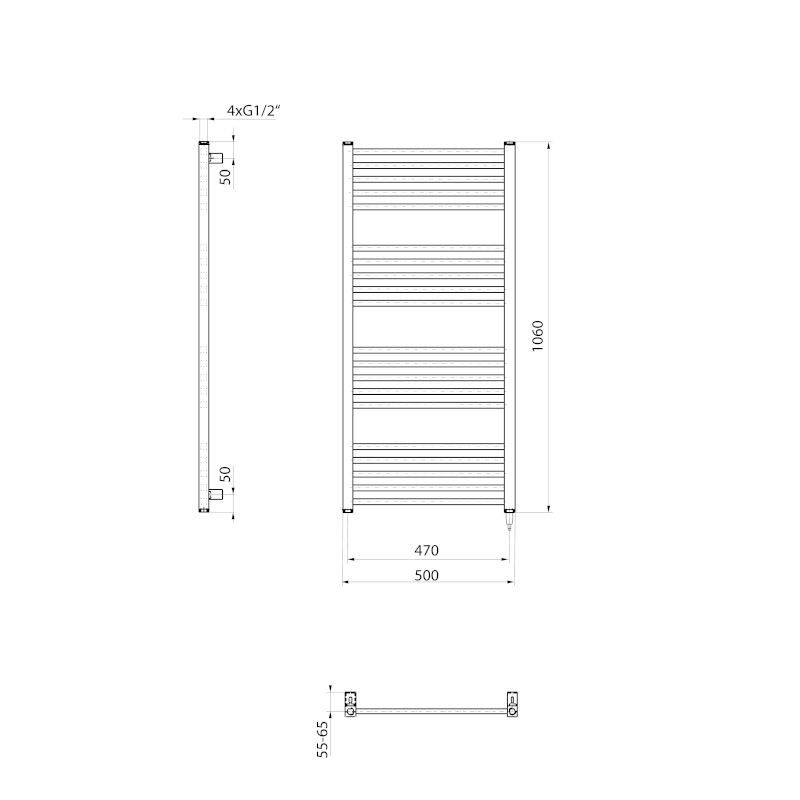 METRO-E elektrické otopné těleso rovné 500x1060 mm, 400 W, černá mat ME410B