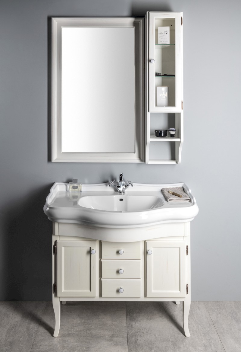 RETRO skříňka k zrcadlu 25x115x20cm, pravá, starobílá 1688