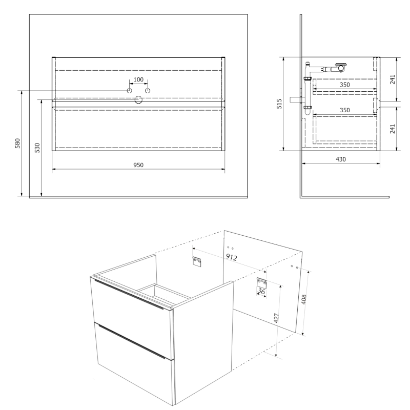 FILENA umyvadlová skříňka 95x51,5x43cm, dub FID1210D