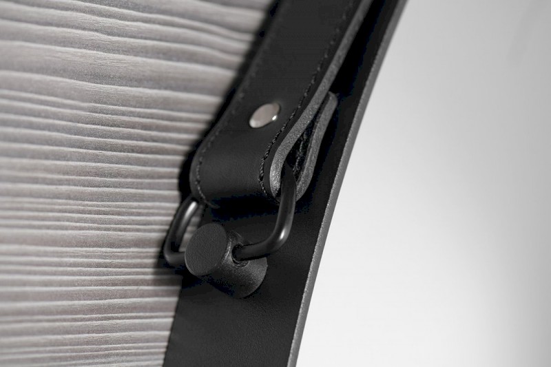 ORBITER kulaté zrcadlo s koženým páskem ø 70cm, černá mat ORT070