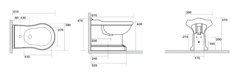 RETRO bidet stojící 39x61cm, bílá 102201