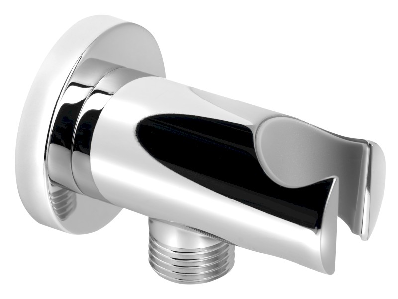 Držák sprchy kulatý, pevný, s vyústěním, chrom 1205-09