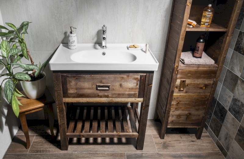 BRAND umyvadlová skříňka 76x83x43cm, mořený smrk BA088S