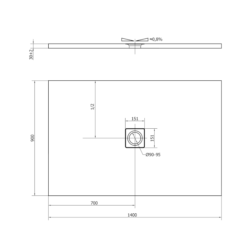 FLEXIA vanička z litého mramoru s možností úpravy rozměru, 140x90cm 72897