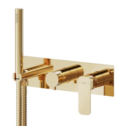 SPY podomítková sprchová/vanová baterie s ruční sprchou, 3 výstupy, zlato PY53/17