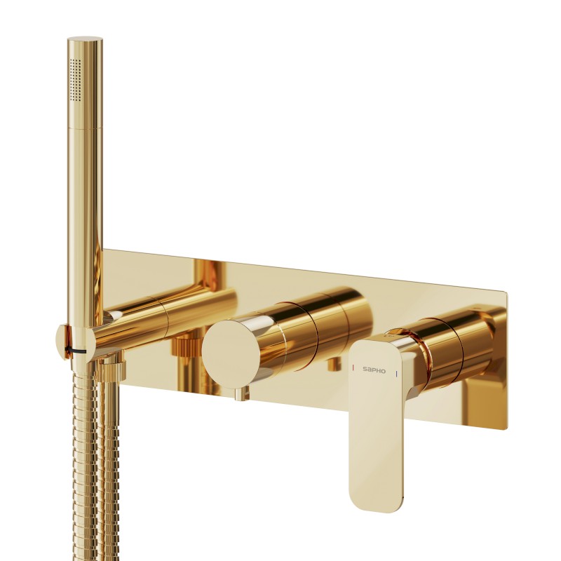 SPY podomítková sprchová/vanová baterie s ruční sprchou, 3 výstupy, zlato PY53/17