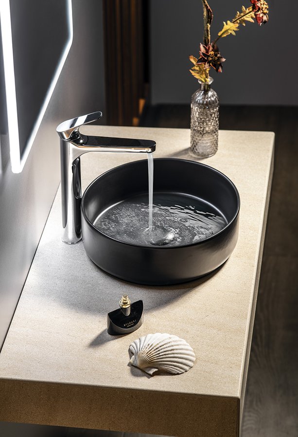 INFINITY ROUND keramické umyvadlo na desku, průměr 36cm, černá mat 10NF65036-2N