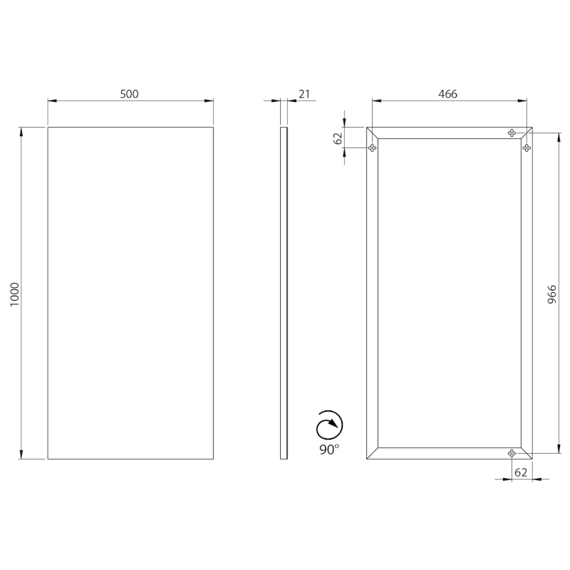 AROWANA zrcadlo v rámu 100x50cm, černá mat AWB1050