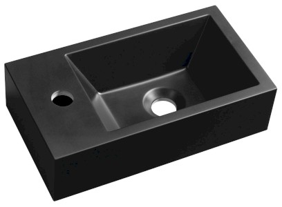 AMAROK umývátko, litý mramor, 40x22cm, baterie vlevo, černá mat AR400B