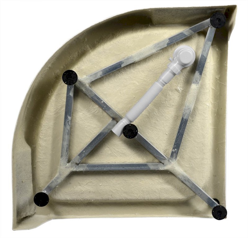 Sprchová samonosná vanička akrylátová, čtvrtkruh 90x90x15cm BTTR90