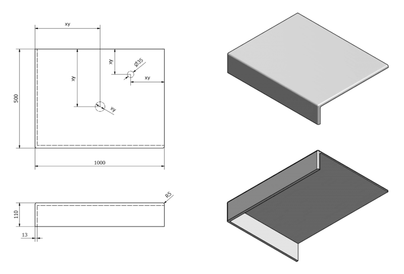 TAILOR rockstone deska 100x50 cm, provedení límce L TR100L