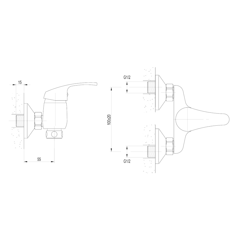 AQUALINE 35 nástěnná baterie 3/4