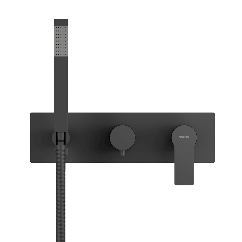 PAX podomítková sprchová/vanová baterie s ruční sprchou, 2 výstupy, černá mat XA52/15