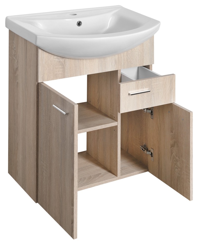 ZOJA umyvadlová skříňka 61,5x74x32cm, 2x dvířka, 1x zásuvka, dub platin 51165