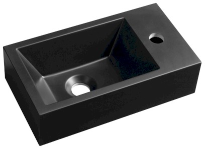 AMAROK umývátko, litý mramor, 40x22cm, baterie vpravo, černá mat AR500B