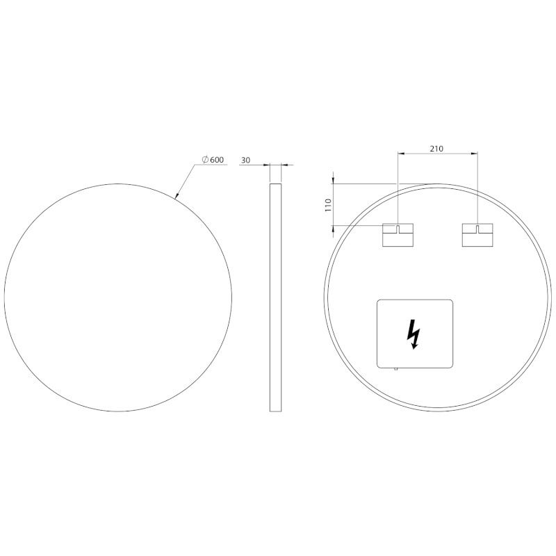 VELUR kulaté zrcadlo s LED podsvícením ø 60cm VE060