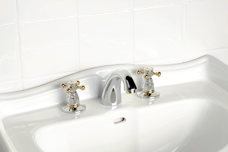 ANTEA tříprvková umyvadlová baterie s výpustí, chrom/zlato 3022