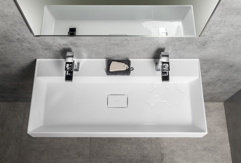 GODIVA dvojumyvadlo, litý mramor, 96x44cm, bílá GU096-2