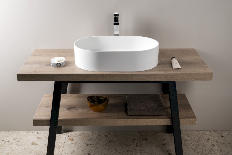 THIN umyvadlo na desku, Rockstone, 55x35cm, bílá mat WN205