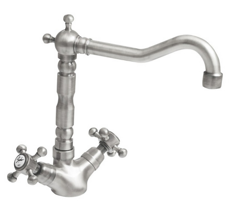 ANTEA stojánková umyvadlová baterie s retro hubicí s výpustí, nikl 3378