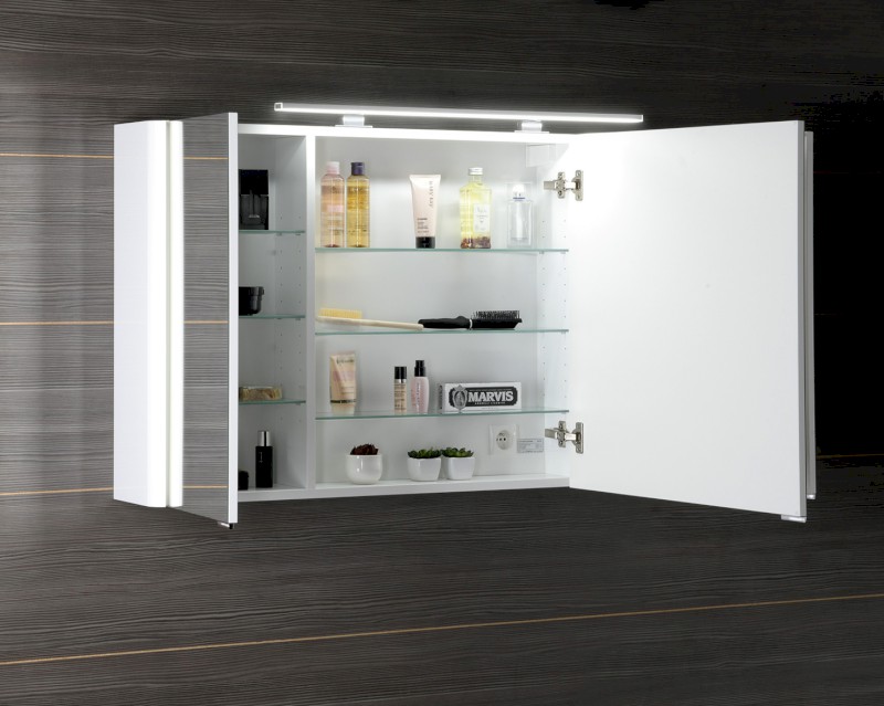 LUCIE galerka s LED osvětlením, 126x70x17cm, bílá LU125-0030