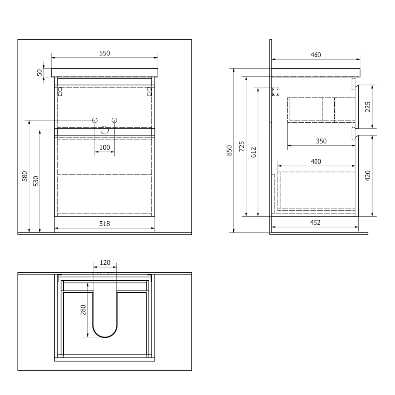 ALTAIR umyvadlová skříňka 52x72,5x45cm, dub emporio AI355