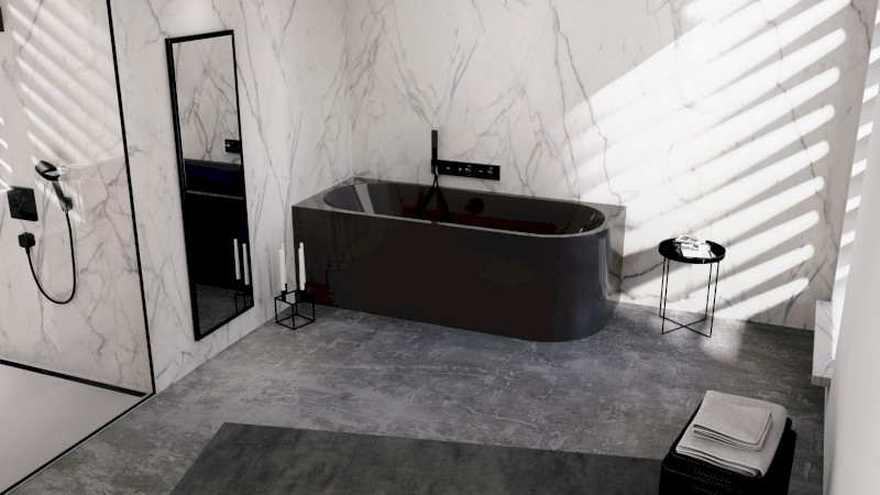 VIVA L MONOLITH asymetrická vana 180x75x60cm, šedá 72099M.30