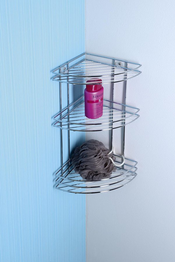 CHROM LINE drátěná rohová police trojitá, chrom 37015