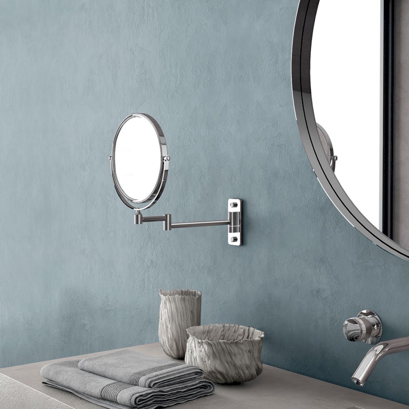 GAIA kosmetické zrcátko závěsné, Ø 180mm, oboustranné, chrom CO202413