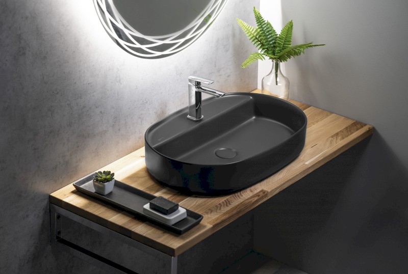 INFINITY OVAL keramické umyvadlo na desku, 60x40cm, antracit 10NF65060-2C