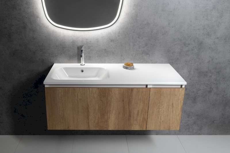 ARECA umyvadlo, litý mramor, 121x51,5cm, levé, bílá AC121L