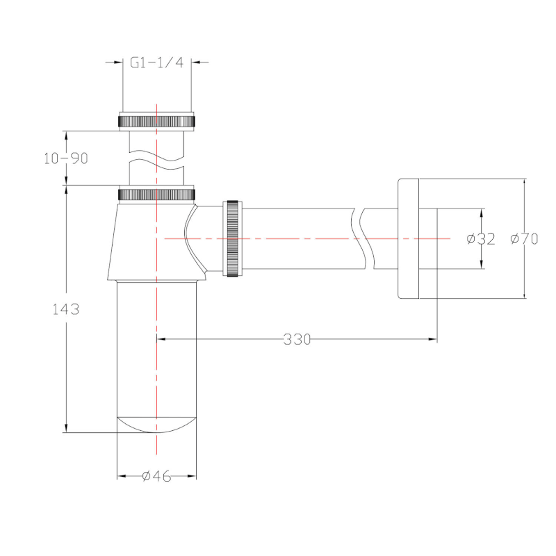RETRO umyvadlový sifon 5/4
