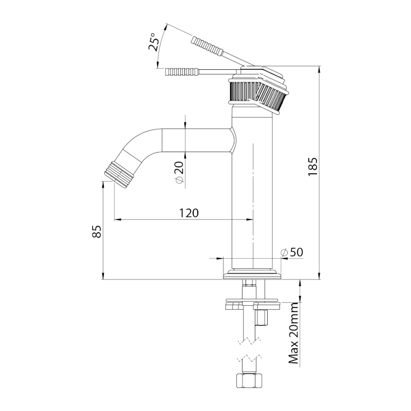 VERSI stojánková umyvadlová baterie, černá mat RV002/15