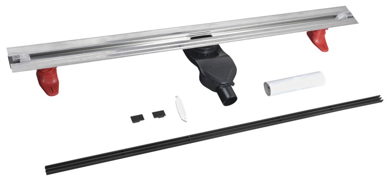 SLIM SPRING nerezový podlahový žlab s roštem, L-250-1200, DN50, černá mat SV120B