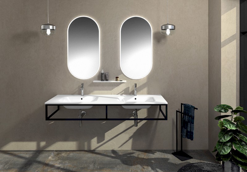 SKA konzole pod umyvadlo/desku 140x22x51cm, černá mat SKA840