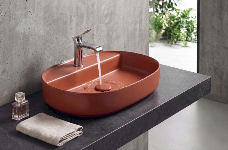INFINITY OVAL keramické umyvadlo na desku, 60x40cm, terracotta 10NF65060-2U